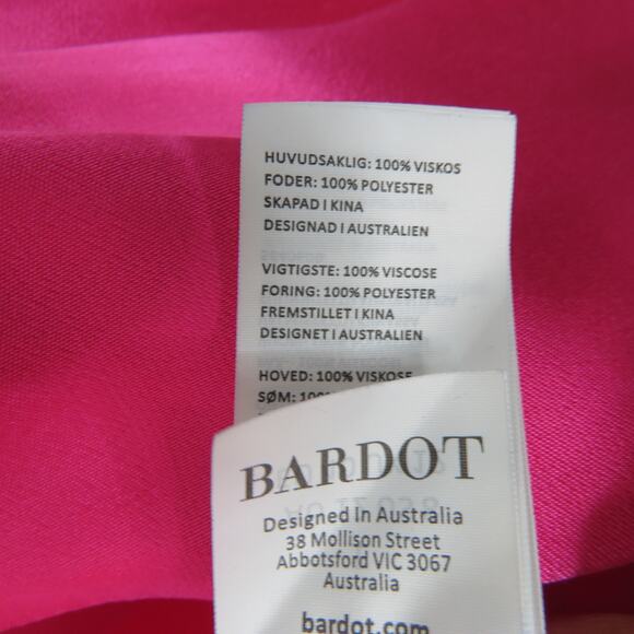 Revolve Bardot Ember Midi Dress Hot Pink High Low Asymmetrical V-Neck Large Sexy - Picture 12 of 14